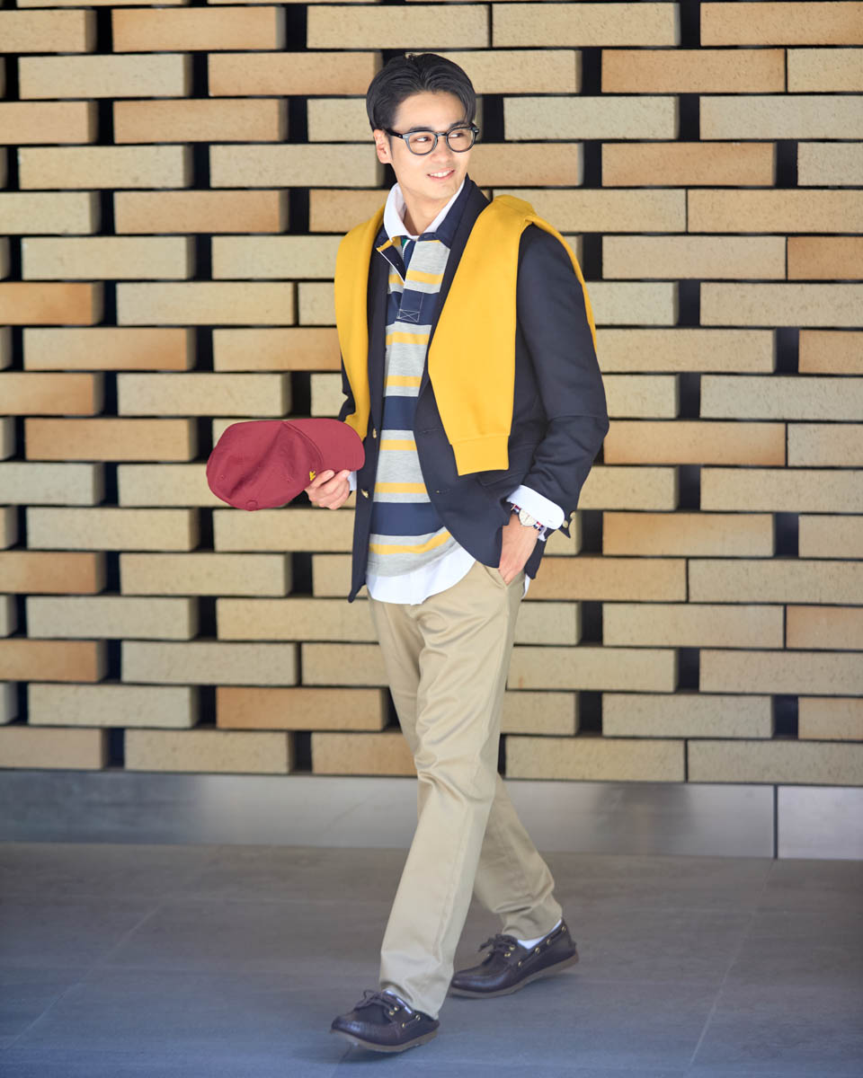 紺ブレを使ったプレッピースタイルコーデ