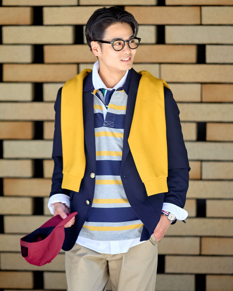 紺ブレを使ったプレッピースタイルコーデ