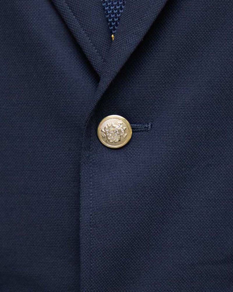 ホップサック生地の紺ブレザー