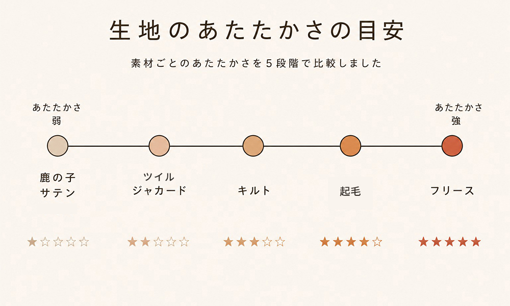 生地のあたたかさの目安